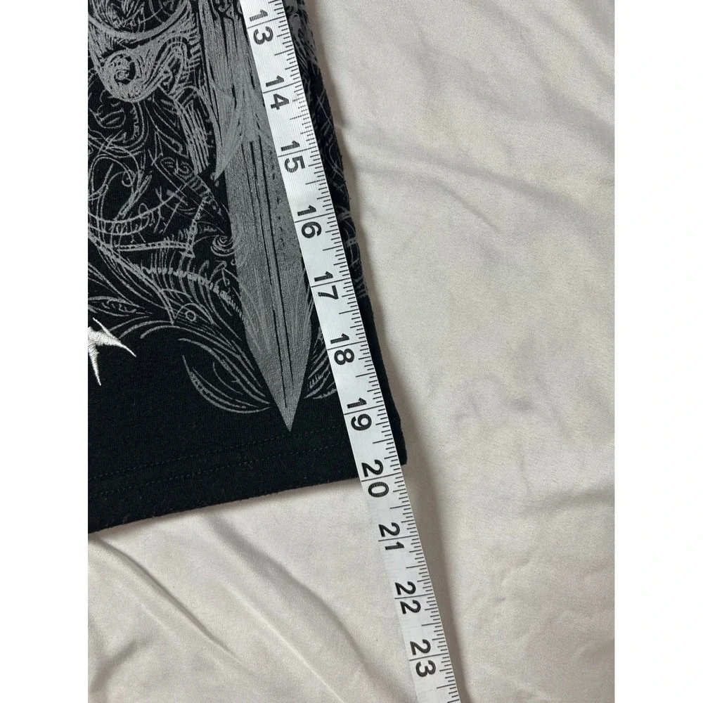 Rebel Vengeance Mens XL Black Graphic Wing Sword Sweat Shorts Streetwear Gothic - Picture 14 of 14